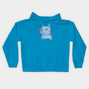 Blue smoking cat Kids Hoodie